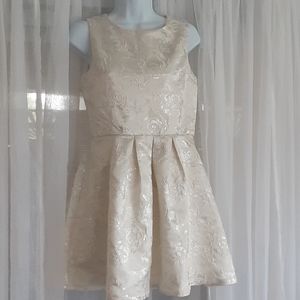 Beige Formal Dress with gold flowers